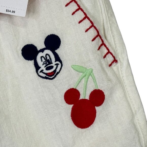 Old Navy x Disney Shorts Mens Large Beige White Pull On Linen Blend Mickey Mouse - Picture 3 of 14